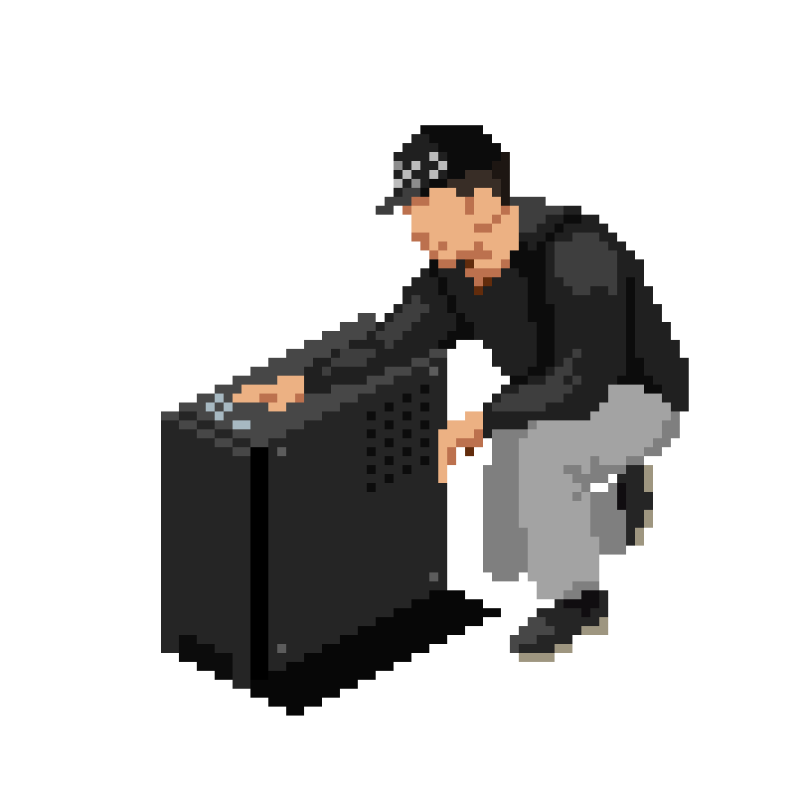 Animated GIF of person patting a server.